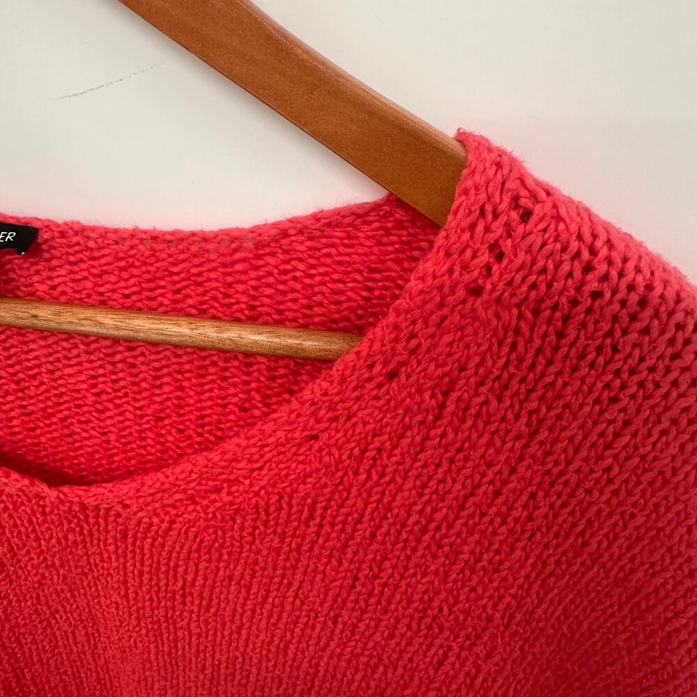EILEEN FISHER V Neck Peruvian Cotton Crimp V-Neck Dark Coral Sweater // S - Picture 6 of 10